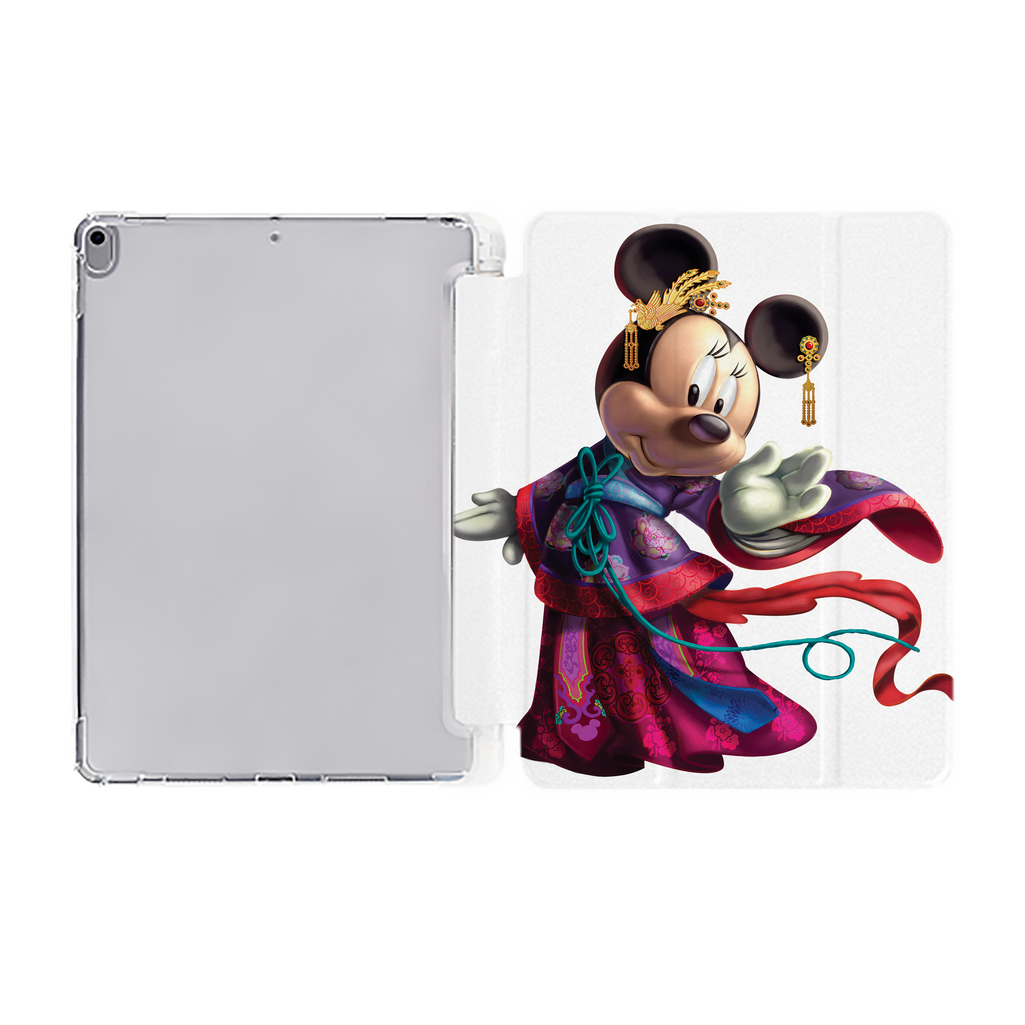 （画像用） ミッキーマウス Mickey Mouse IPad ケース ペン収納付き 三つ折りスタンド PUレザー×シリコン 対応機種9.5/10.5/10.9インチ